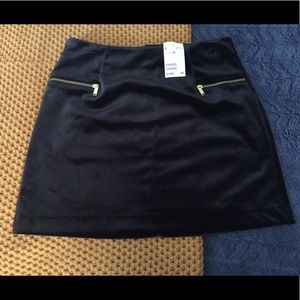 Black Faux Suede Skirt w/ Gold Zippers